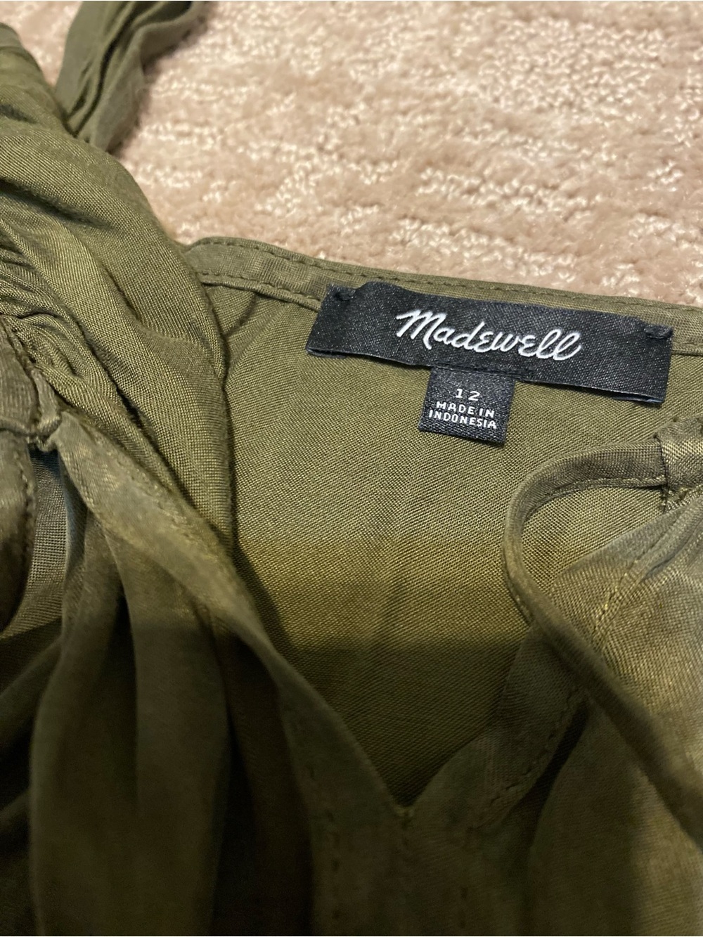 {Madewell} Petite Square-Neck Midi Dress | Expedition Green~ Size 12 - Picture 8 of 16